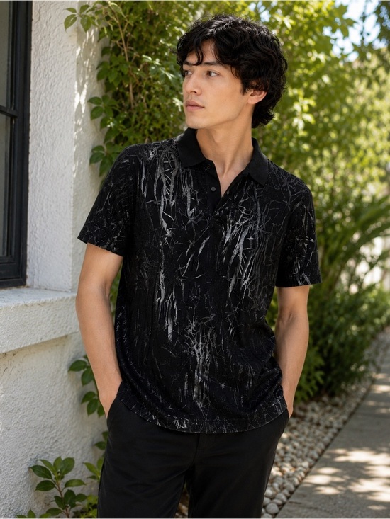 John Lawrence Sullivan Other - John Lawrence Sullivan Black Abstract Polo Print Shirt Size 38 Japanese Designer